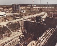 Betonozás a duzzasztóműben, 1971. június (Kiskörei Vízlépcső építése 1967-1973)